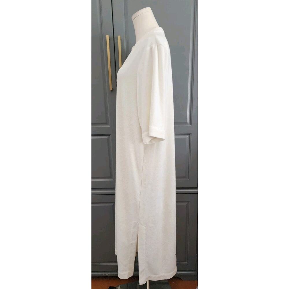 Barefoot Dreams Women Cozy Terry Placket Dolman Sleeve Midi Caftan SeaSalt/Cream - Picture 3 of 8